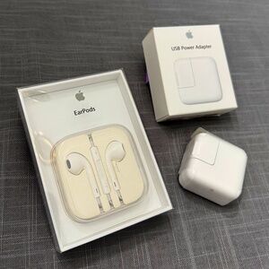 Authentic Apple Bundle (Power Adapters + Ear Pods-w/ remote, mic & vol control)